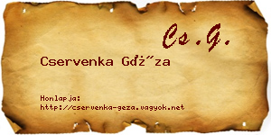Cservenka Géza névjegykártya